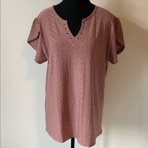 Dusty Rose Relaxed Embellished T Shirt Size XL